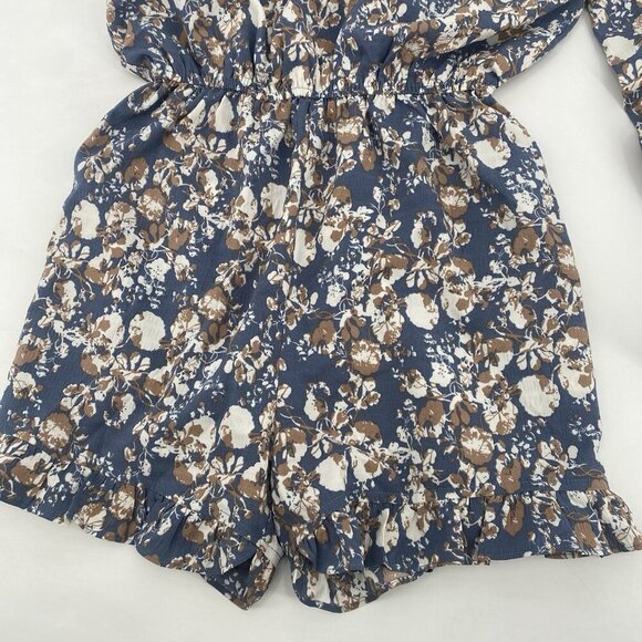 En Saison One Shoulder Floral Print Romper Women's XS Multi Ruffles Anthro - Picture 10 of 16